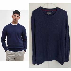 BARBOUR Men’s Tisbury Crew Neck Jumper in Navy Blue